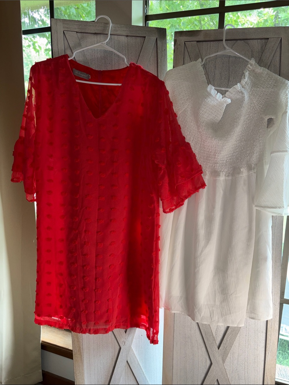 2 Women’s Dresses 
Coral - XL fits like L
White 2X-fits like XL